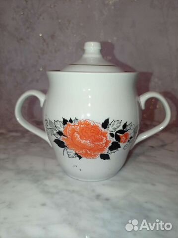 Сахарница с ручками, фарфор Хайта