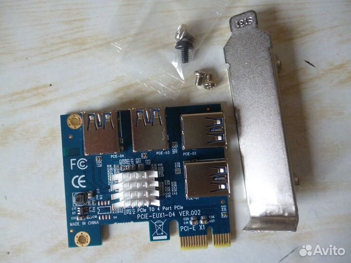 Плата расширения PCI-E, 4 слота USB - 3