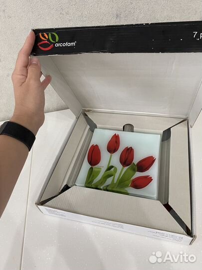 Стеклянное блюдо и тарелки для десерта