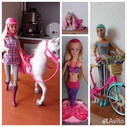 Барби на лошади,велосипеде,фея пузыри,торс,сумочка