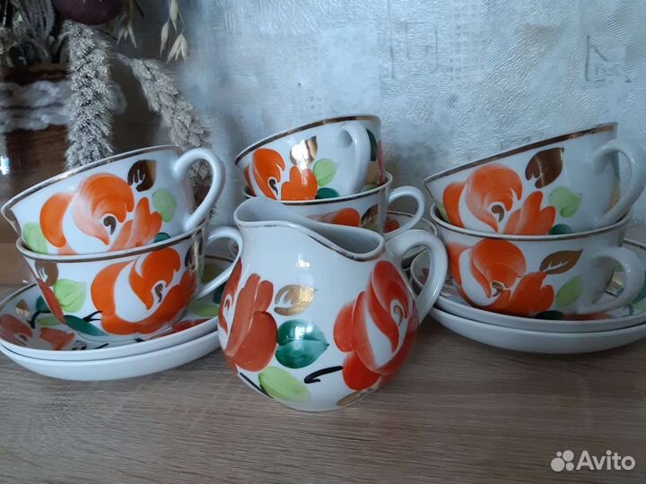 Сервиз чайный Песочное Агашки Розы советский