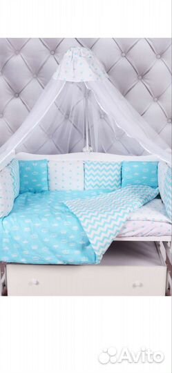 Подушки-бортики в детскую кроватку и балдахин