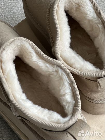 Угги ugg женские короткие на платформе 38 бежевые