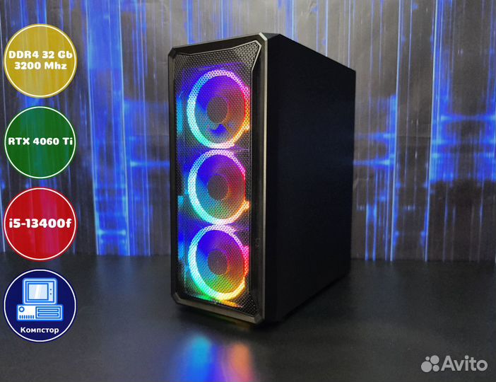 Игровой пк новый i5-RTX4060Ti-32DDR4-UCS486513-B760