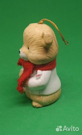 Елочная игрушка колокольчик медведь