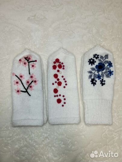 Варежки вязаные женские новые