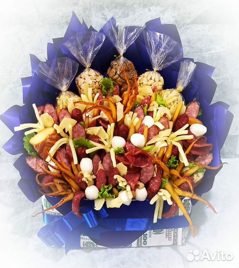 Мужские рыбные,колбасные букеты