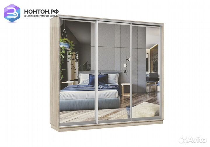 Шкаф-купе трёхдверный Прима дуб сонома