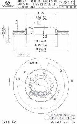 Диск тормозной UV Coated перед 09701111 Brembo