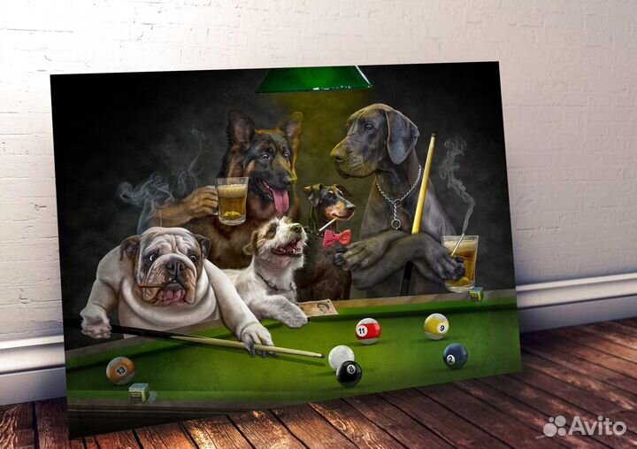 Картины Собаки играют в бильярд