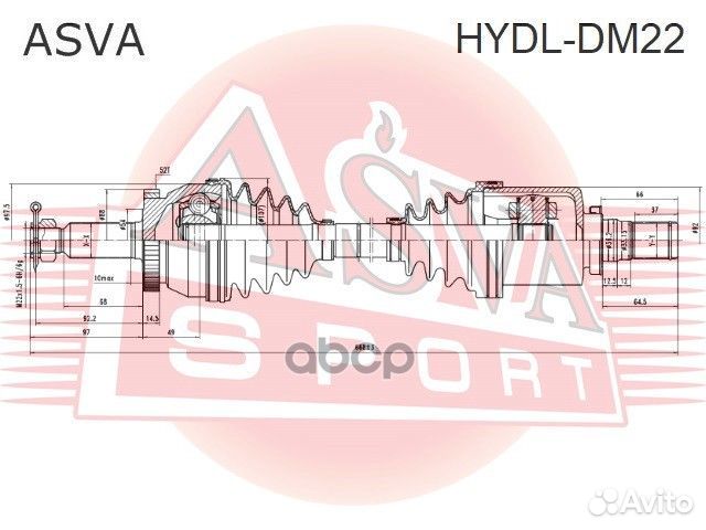 Приводной вал левый hydl-DM22 asva