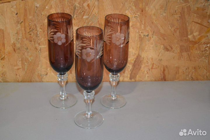 Набор фужеры бокалы цветной хрусталь 21см СССР