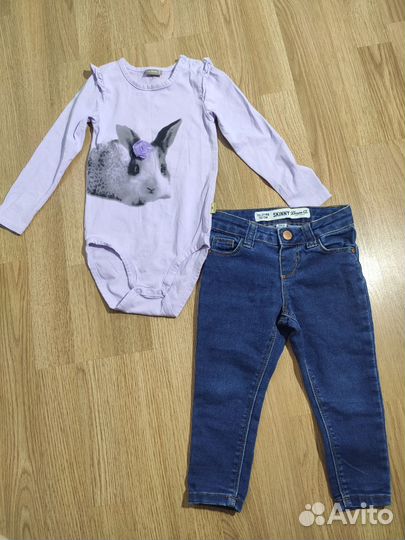 Джинcы и боди для девочки 2 года 92 см как новые