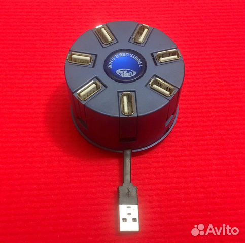 USB-хаб на 7 портов Orient с доп.питанием, USB 2.0