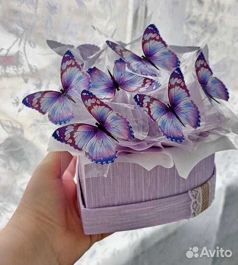 Букеты из бабочек светящиеся, со стразами