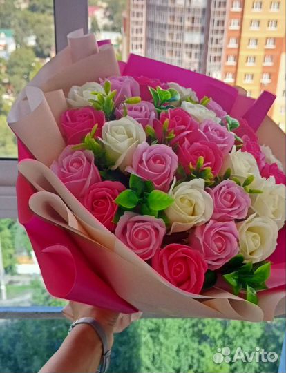 Букет из мыльных роз
