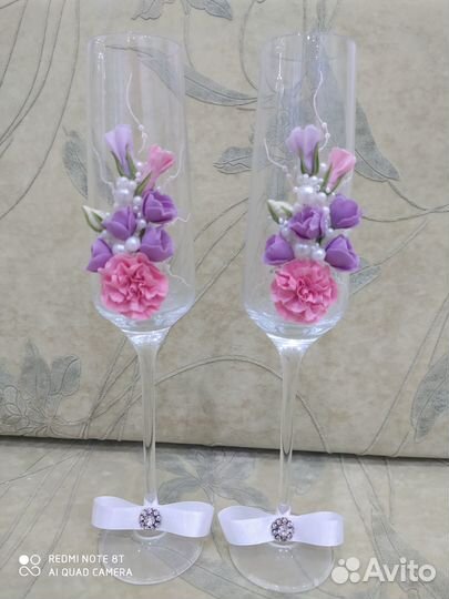 Свадебные бокалы ручной работы