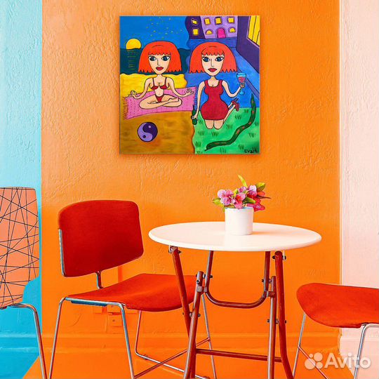 Картина акрилом близнецы