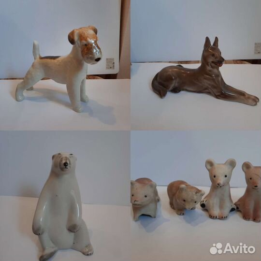 Статуэтки собака, медведь винтаж