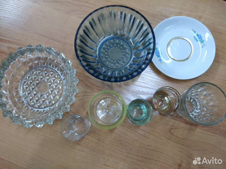 Конфетница, блюдце, стаканчики, салатник СССР