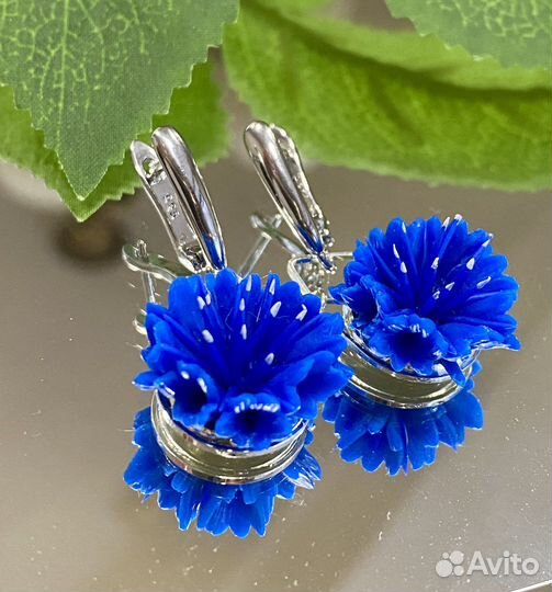 Серьги васильки