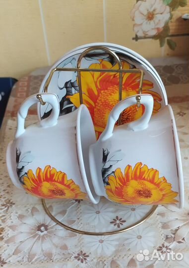 Чайная пара на подставке новая в упаковке