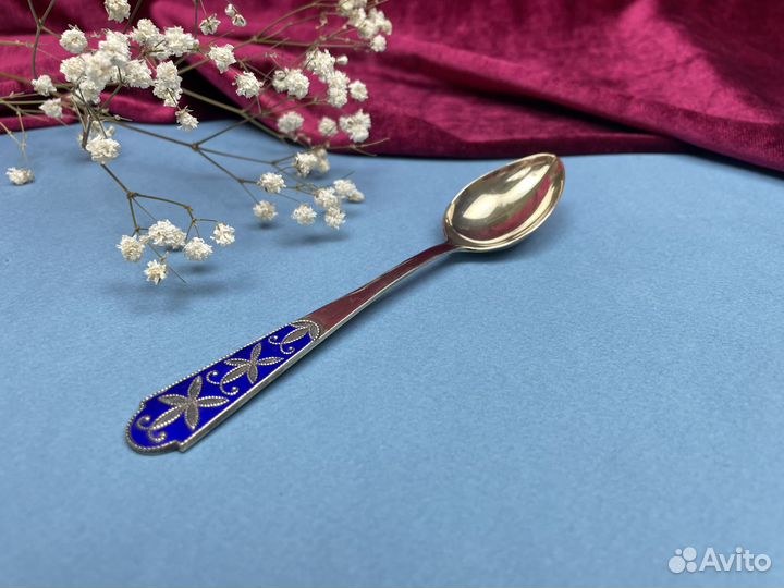 Ложки чайные старинные. Серебро, позолота, эмаль