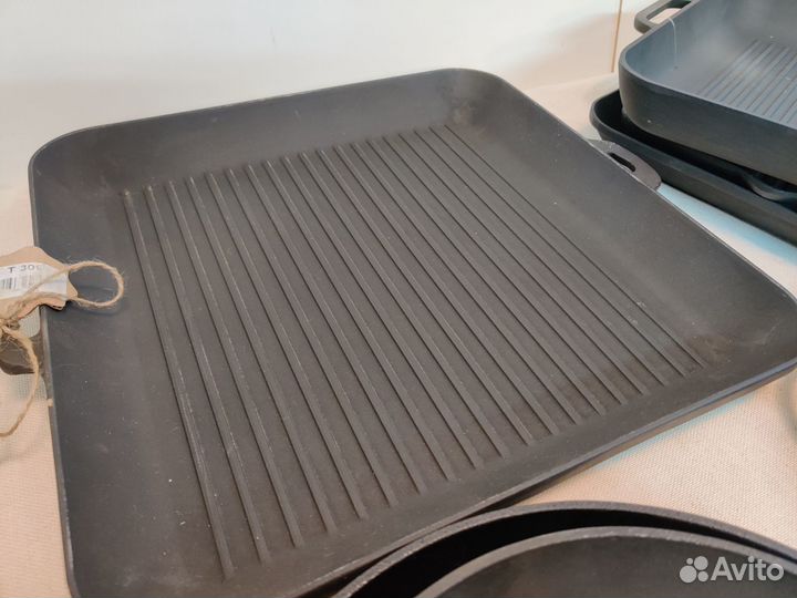 Чугунная сковорода гриль новая
