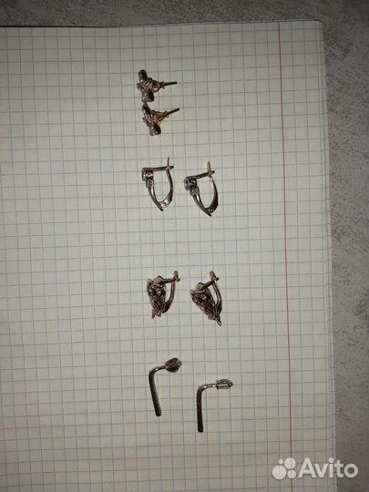 Серебро позолоченое серьги