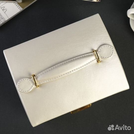 Шкатулка кожзам для украшений 'Жемчужный молочный'