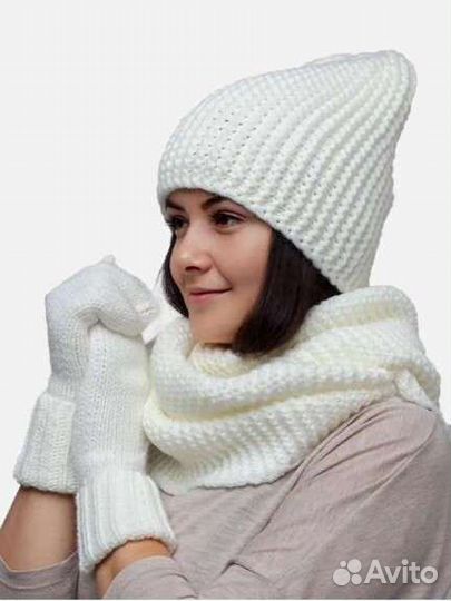 Комплект шапка, снуд и варежки