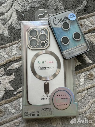 Чехол и линзы для айфон 15 про