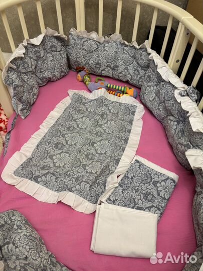 Детская кроватка трансформер овальная