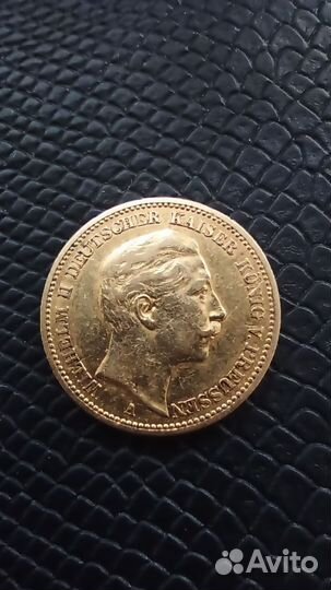 Монета 20 марок 1888 год. Золото