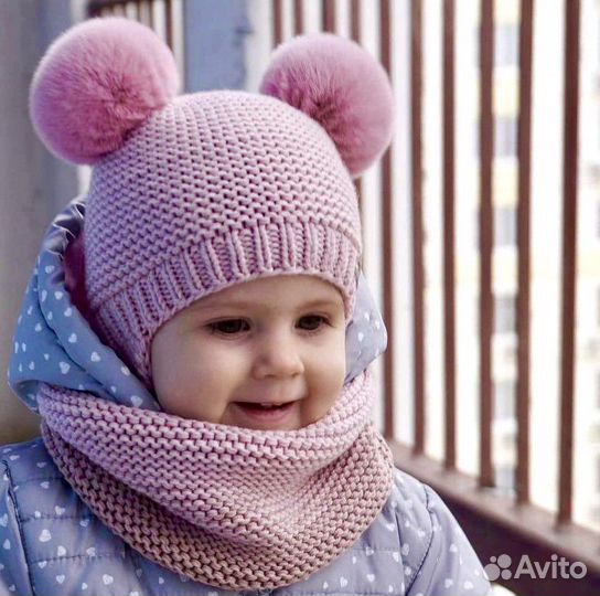 Комплект шапка, шарф для девочки