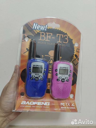 Рации детские 2 шт Baofeng BF-T3 -синяя розовая