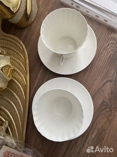 Чашка с блюдцем тонкий костяной фарфор ифз