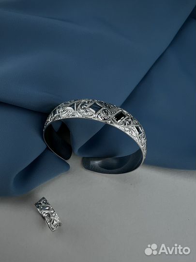 Серебряный браслет и кольцо