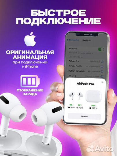 Наушники беспроводные для телефона с микрофоном