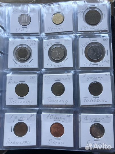 Коллекция иностранных монет в альбоме