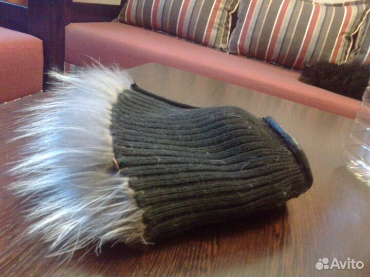 Шапка зимняя б/у из вязаной чернобурки - стожок