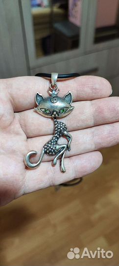 Подвеска кошка из серебра фирма Вега