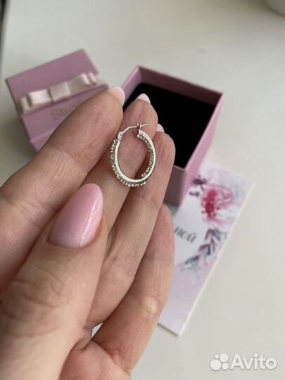 Серьги белое золото
