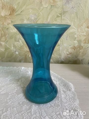 Ваза для цветов синее стекло