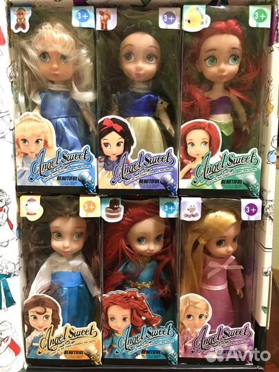 Куклы дисней аниматорс мини. Набор 6 шт. Новые