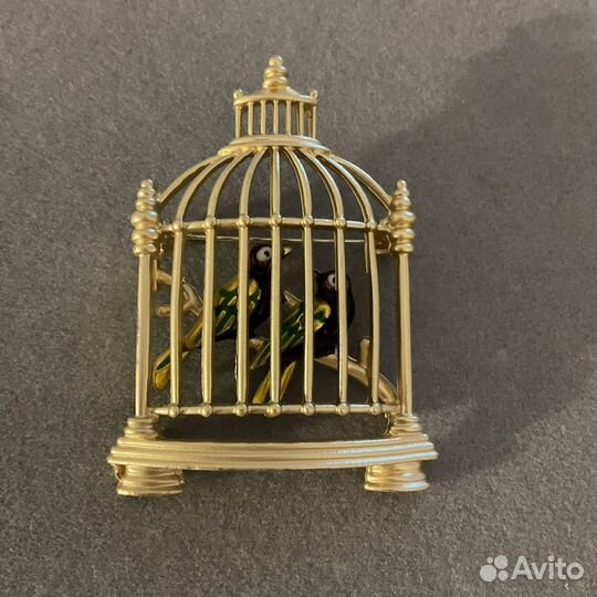 Брошь птички неразлучники