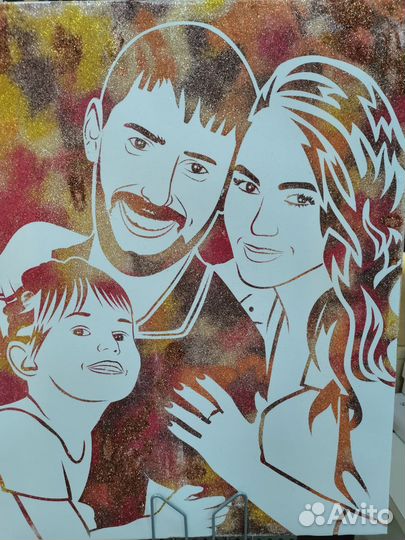 Портрет блёстками или красками