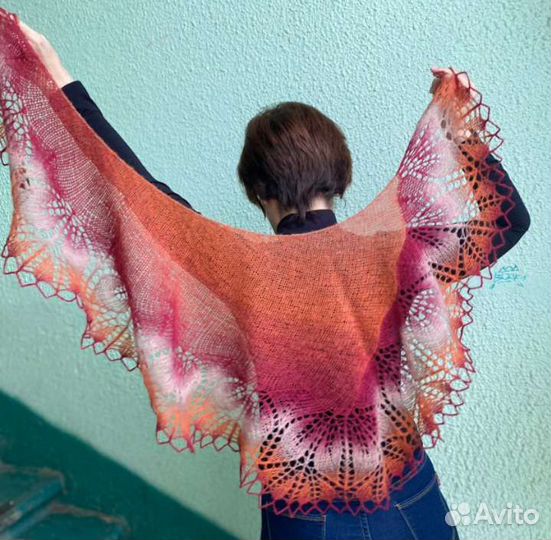 Бактус, шаль, ручная работа