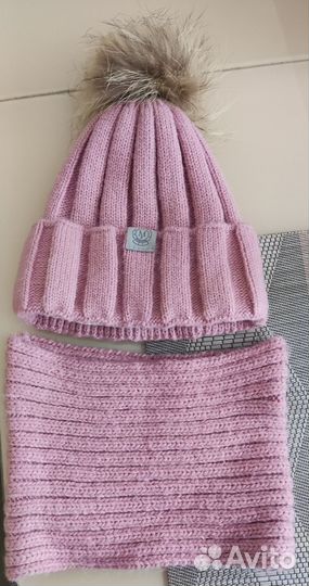 Комплект шапка и снуд для девочки 54-56