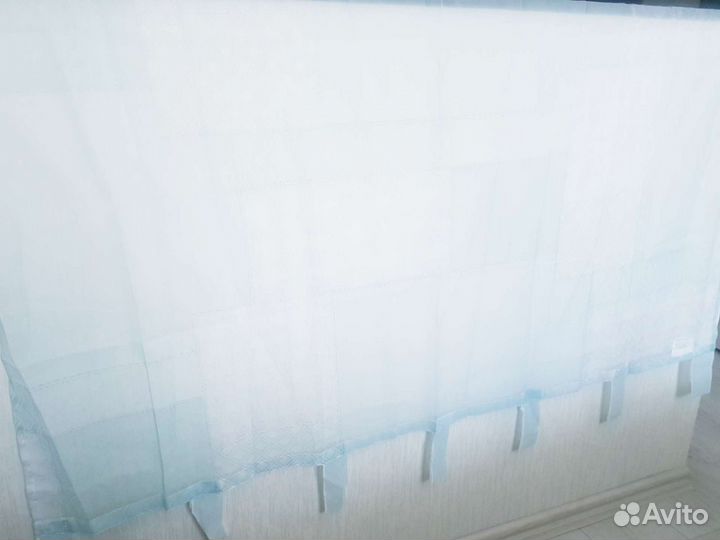 Готовый тюль бирюзовый новый 4 полотна пэчворк